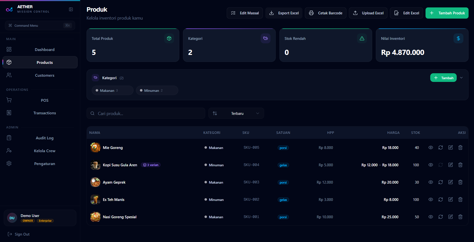 AETHER POS — Business Operating System